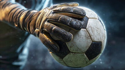 A goalkeeper makes a precise save by catching a soccer ball with gloved hands during a match, showing focus and skill in an exciting moment