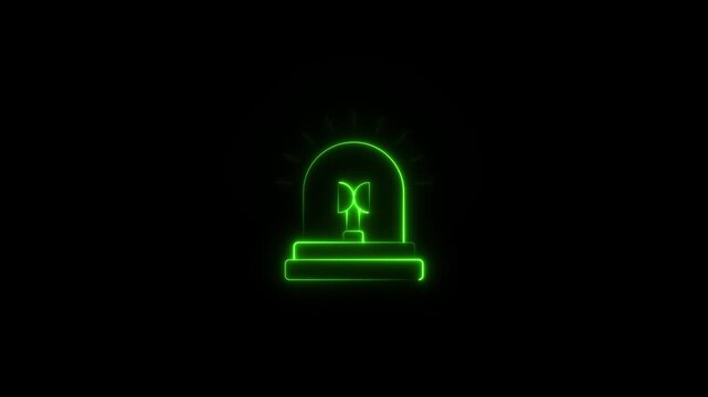 Warning siren line emergency green lamp icon animation, Glowing neon emergency lamp icon video motion, Ambulance siren icon animation on the black background.