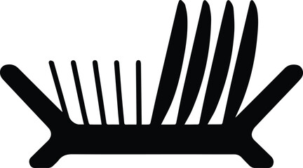 Minimalist black kitchen dish drying rack silhouette vector icon