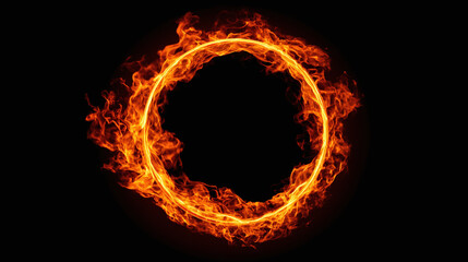 Fototapeta premium A Ring of Fire ablaze against the night, a captivating display of intense heat and radiant energy