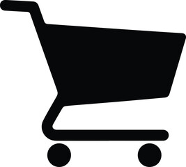 Minimalist black shopping cart trolley silhouette vector icon