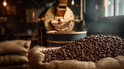 Exploring the art of coffee roasting in a cozy cafe setting with rich aromas and a warming atmosphere