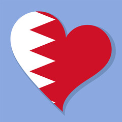 Isolated national flag of Bahrain. Love flag of Bahrain. Bahrain heart-shaped flag vector illustration color background.