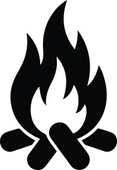 Minimalist black campfire bonfire flame silhouette vector icon