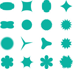 Set of vector web icons and stickers with symbols shapes and interface elements for modern design