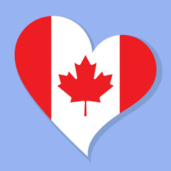 Isolated national flag of Canada. Love flag of Canada colorful background. Canada heart-shaped flag vector illustration.