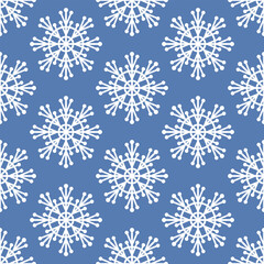 Snowflakes seamless background. Vector flat illustration.