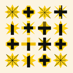 Obraz premium [Vector EPS]Geometric patterns with yellow and black color combinations in a grid layout