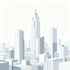 Obraz premium [Vector EPS]A modern city skyline with tall buildings in light colors