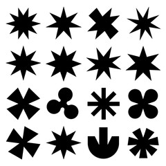 [Vector EPS]Various black geometric star and shape patterns for design use