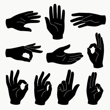 [Vector EPS]Different hand gestures showing various signs and symbols