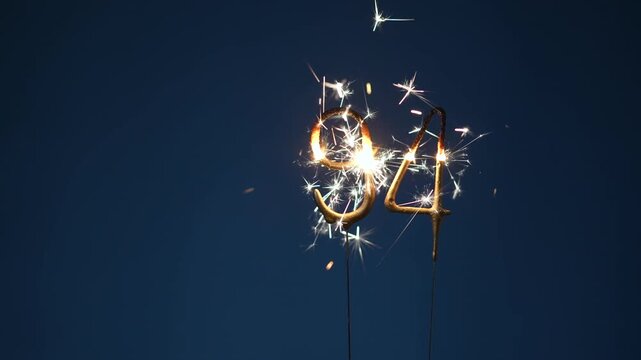 94 years celebration festive background made with Bengal fires in the form of number Ninety four.