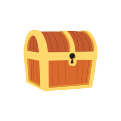 Vintage wooden treasure chest with ornate golden details and secure lock, perfect for adventure themes