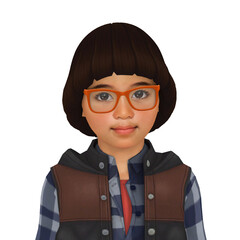 A beautiful child with funny hair in retro 80s style, isolated portrait