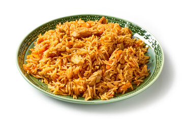 rice with chicken meat and vegetables
