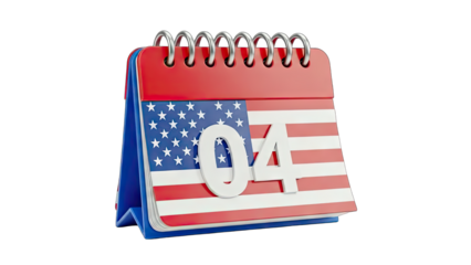 American Flag Calendar Displaying July 4th Date