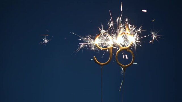 98 number celebration festive background made with Bengal fires in the form of number Ninety eight.