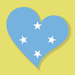 Isolated national flag of Micronesia. Love flag of The Federated States of Micronesia. Micronesia heart-shaped flag vector illustration color background.
