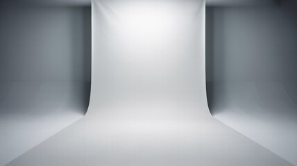 Empty white room interior with light and blank walls