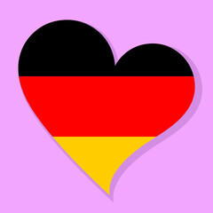 Isolated national flag of Germany. Love flag of Federal Republic of Germany. Germany heart-shaped flag color background vector illustration.