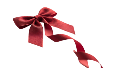 Red Satin Ribbon Bow with Flowing Tail on Black Background red ribbon gift wrapping
