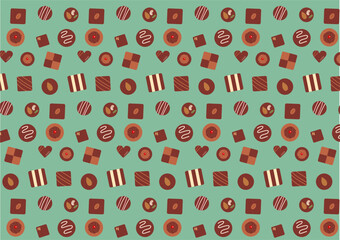 チョコレートのシームレスパターン素材（緑）