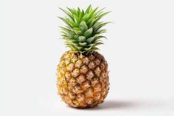 Fototapeta premium Close-up of a tropical pineapple with textured skin against white