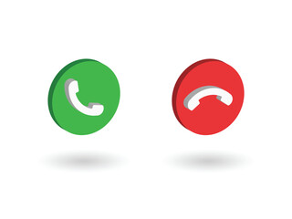 Obraz premium 3d Answer and decline phone call buttons. Accept call and decline phone icons. Vector illustration.