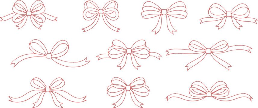 Simple red doodle gift bow vector illustration