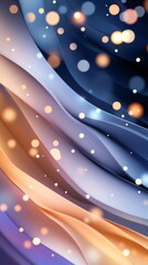 Elegant vertical celebration background featuring abstract flowing curves with golden bokeh lights, ideal for social media post