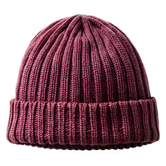 Maroon knit beanie isolated on transparent background