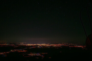 Night winter view from hill Klet for dark landscape near Holubov