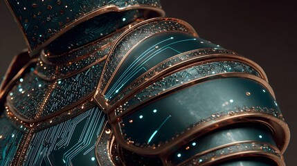 Futuristic Knight Armor with Circuit Board Design.