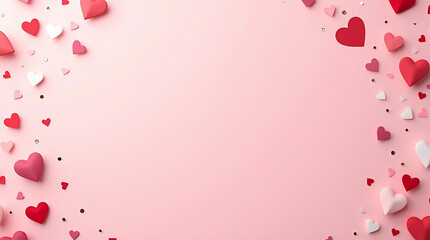 Romantic Pink Heart Background with Copy Space

