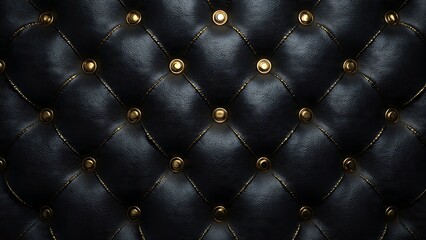 Naklejka premium Luxurious Quilted Leather Texture with Gold Buttons and Studs for Elegant Design