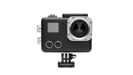 Black Action Camera Isolated on White Background