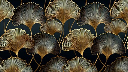 Elegant Art Deco Seamless Wallpaper Design with Delicate Fan Patterns