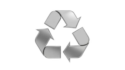 Metallic recycle symbol PNG isolated on transparent background, environmental conservation and sustainability concept for graphic design