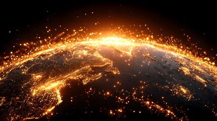 Obraz premium Global Energy Network Illuminated Earth at Night.
