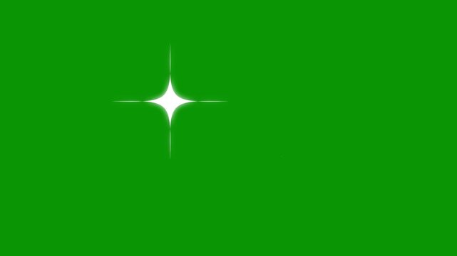 Twinkling star sparkle animation with glowing light trails white flat vector stars blinking gently on green screen background smooth 4K