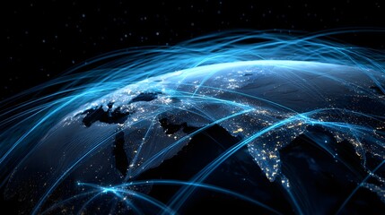 Global Network Connections Illustrating Digital Communication and Connectivity.