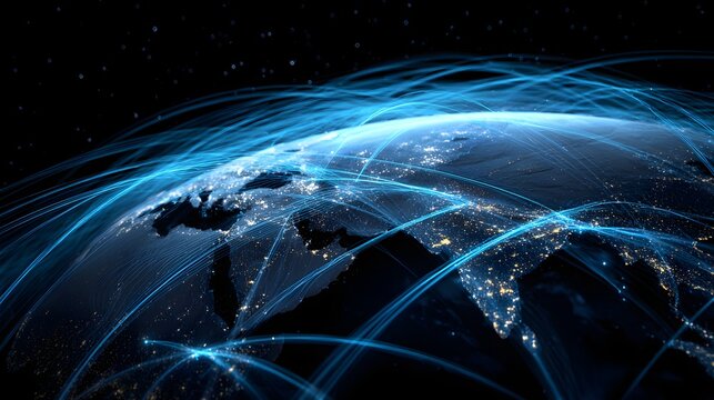 Global Network Connections Illustrating Digital Communication and Connectivity. - Powered by Adobe