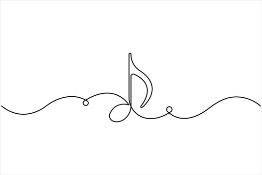 Continuous music note design one line art drawing of music notation musical concept illustration
