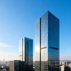 Obraz premium Modern Glass Skyscrapers in Urban Landscape