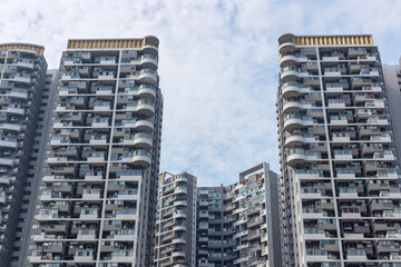 Obraz premium High-rise residential apartments and commercial buildings in the city