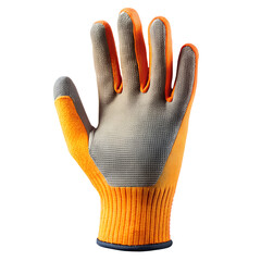 Orange and gray protective glove isolated on transparent background