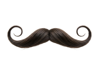 Classic Black Handlebar Moustache Isolated on White Background Isolated on Transparent Background