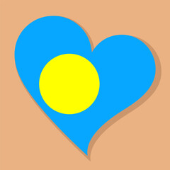 Isolated national flag of Palau Islands. Love flag of Palau color background. Palau heart-shaped flag vector illustration.