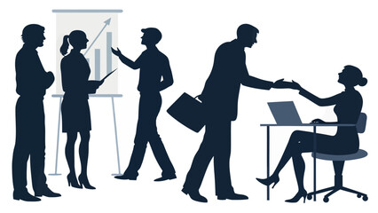 Business professionals collaborating in modern office setting