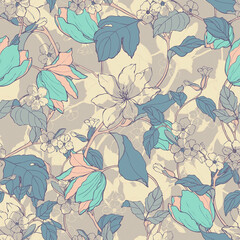 Seamless Colorful tie dye shibori print. Seamless hand drawn batik pattern.Rug textured background. Modern batik wallpaper tile. Watercolor pattern for fabric, clothes, wallpaper. Ethnic design.
